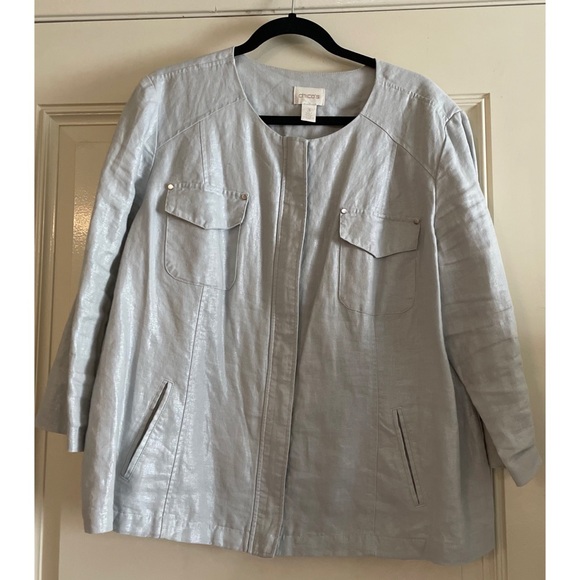 Chico's Foiled Linen Shine Jacket Size 3. - Picture 1 of 6